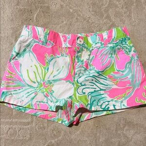 Lilly Pulitzer girls shorts size 10 Floral Callahan Shorts Floral Pink Blue